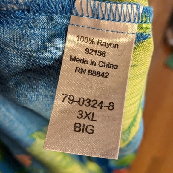 KS Island 3XL Hawaiian Mens Floral Short Sleeve Button Down Multicolor Shirt - Picture 5 of 6